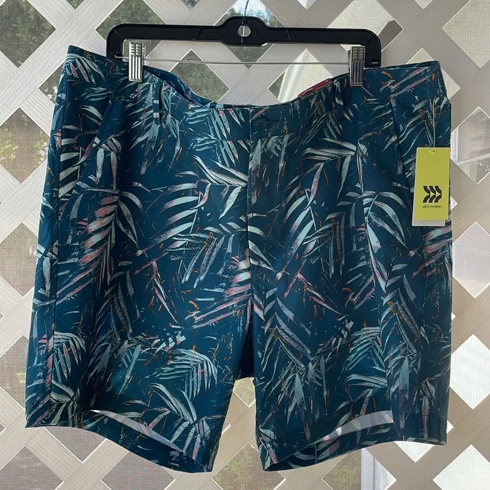 All In Motion Tropical Print UPF 50+ Hybrid Shorts